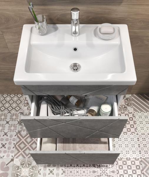 Тумба под раковину напольная VIGO Geometry tn.GEO.FOS.50.2Y бетон, 50 см