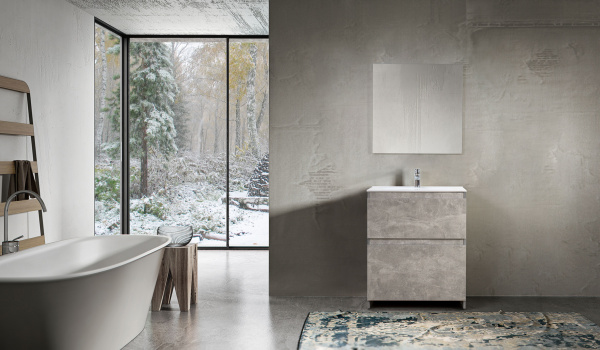 Тумба под умывальник Belux Сидней-Женева напольная 70-02, бетон Чикаго светло-серый