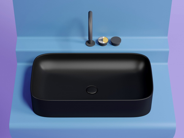 Умывальник чаша накладная прямоугольная Ceramicanova Element 705*380*122мм, черный матовый, CN6054MB