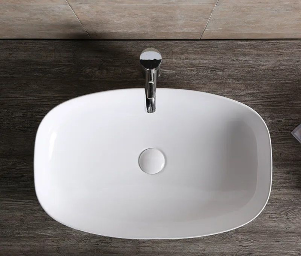 Раковина CR0063 накладная, белая, прямоугольная 600х385х135 Ceruttispa