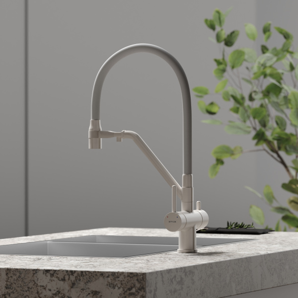 Смеситель для кухни SANCOS Dora с гибким изливом и возможностью подключения фильтра для воды, цвет матовый белый, арт. SC4003MW