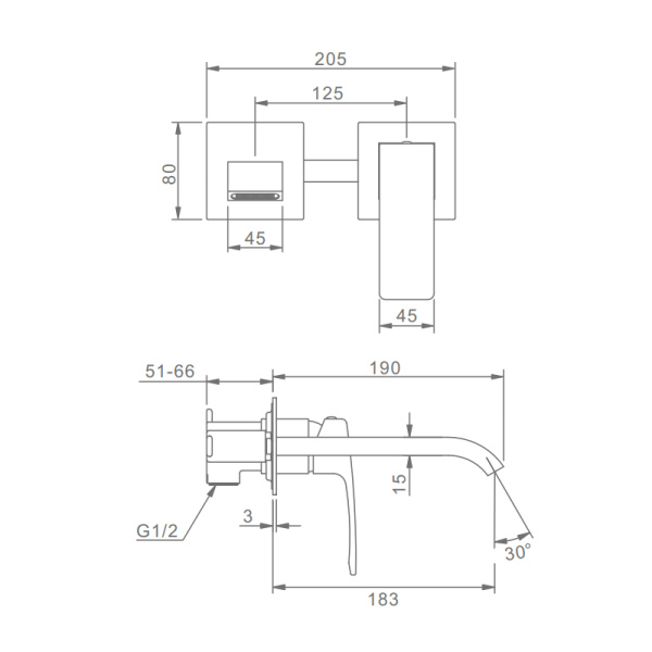 Смеситель для раковины встраиваемый Raglo R02.11.09, графит