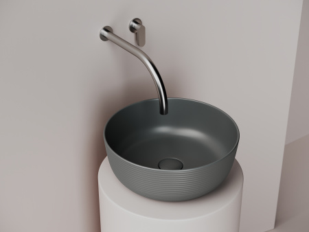 Раковина накладная круглая Ceramicanova Element 356*356*135, темный антрацит матовый, CN6073MDH