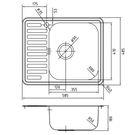 Кухонная мойка IDDIS Strit S STR58SRi77 58.5х48.5