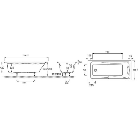Акриловая ванна Jacob Delafon Odeon Up 170x70 E6080RU-00 без гидромассажа