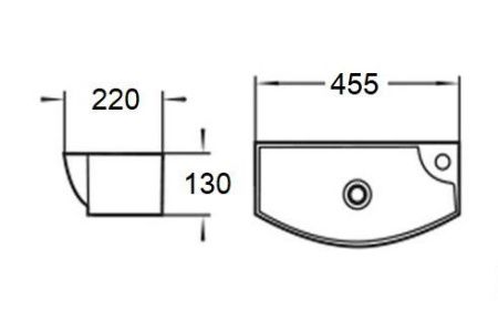 Раковина подвесная WeltWasser WW AISBACH 7946 GL-WT R глянцевая белая 455х220х130 мм