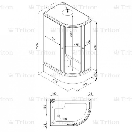 Душевая кабина Triton Риф В3 ДН4 120х80 левая, поддон средний, стекло шиншила