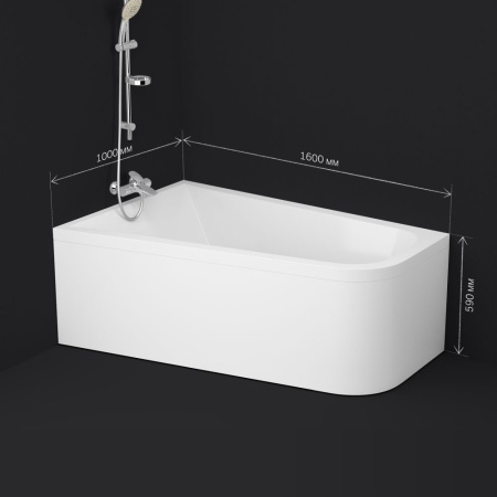 W72A-160L100W-A2 Ванна акриловая AM.PM spirit  ассиметричная 160x100, без слива/перелива, левосторонняя