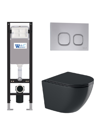 Комплект инсталляции с унитазом Weltwasser AMBERG 350 + MERZBACH 043 GL-BL + AMBERG RD-CR