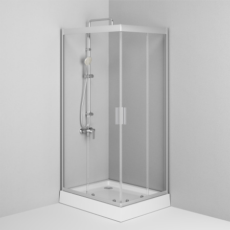 W90G-404-100280-MT Gem Душевое ограждение AM.PM 100х80 прям.,стекло прозрачное, профиль мат.серебро,без поддона