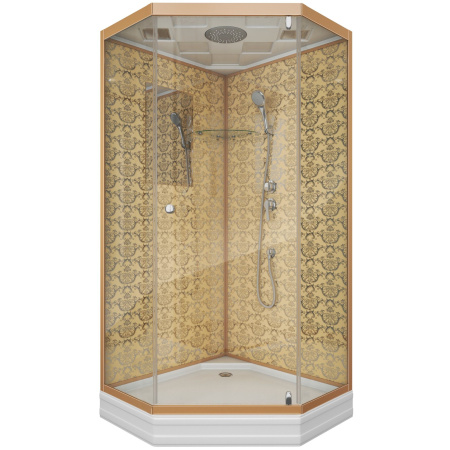 Душевая кабина Niagara Luxe NG-7701DG (90x90х210) низкий поддон(15см),дверь распашная,стенки золото,3 места