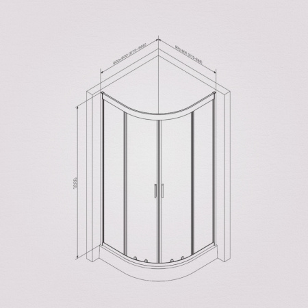 W90G-401-090BT Душевое ограждение AM.PM Gem 1/4 Rond 90x90 стекло прозрачное, профиль черный матовый