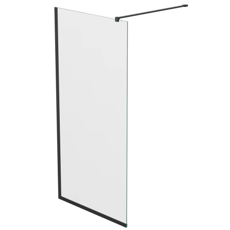 Душевая перегородка, ограждение Reflexion RX200100CBL-13 Walk in 200x100см, прозрачное закаленное стекло 8мм, черный профиль