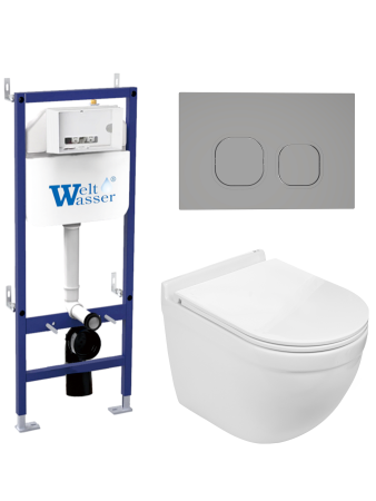 Комплект инсталляции с унитазом Weltwasser BAMBERG 460 + HEIMBACH 043 GL-WT + BAMBERG CR