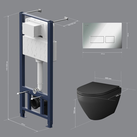 IS47051.701700MB Инсталляция с клавишей Pro S глянц хром с подвесным унитазом Spirit V2.0 FlashClean черн мат с