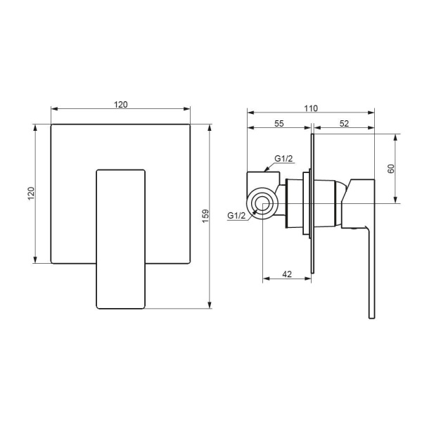 537500000 Gala Смеситель для душа Damixa монтируемый в стену, хром