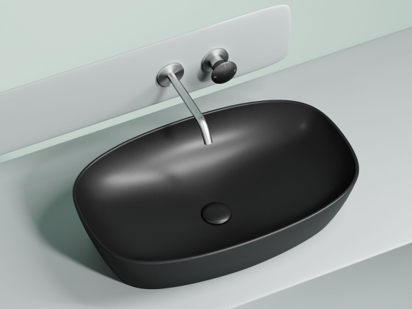 Умывальник чаша накладная овальная Ceramicanova Element 600*380*138мм, Черный матовый, CN6049MB