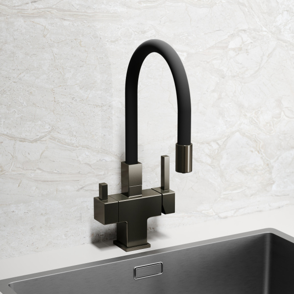 Смеситель для кухни SANCOS Arno с гибким изливом и возможностью подключения фильтра для воды, цвет вороненая сталь, арт. SC4005GG