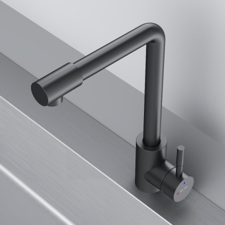 F85B05022 X-Joy S, Смеситель для кухни AM.PM с L-изливом, черный