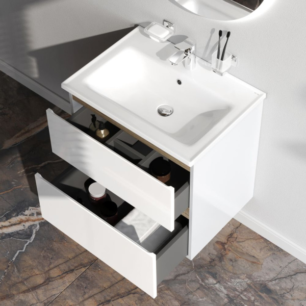 M85AFHX0652WG X-Joy База под раковину AM.PM, подвесная, 65 см, 2 ящика, белый глянец