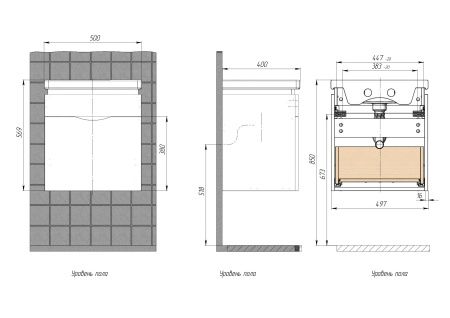 Тумба подвесная BRIZ Сити 50 с умывальником Фостер, 232 03-18050-09 00 БЕЛ