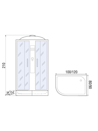 Душевая кабина River DESNA 100/80/24 R MT 1000х800х2100мм