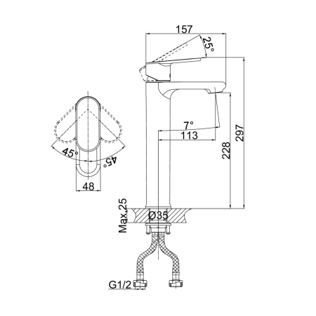 Смеситель для раковины D&K Rhein DA1312001, хром
