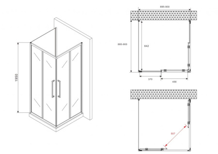 Душевой уголок ABBER Schwarzer Diamant AG02090BH-S90B