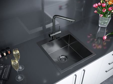 Мойка Paulmark KRONER 45 PM214551-GM 510х450 ммх200 мм, нержавеющая сталь, вороненая сталь