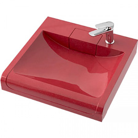 Раковина Elmar R-35Q17 60x60 красный блеск с сифоном