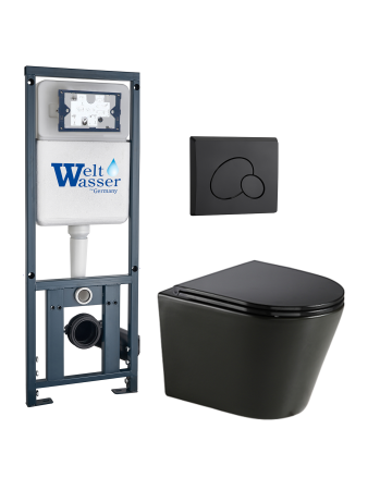 Комплект инсталляции с унитазом Weltwasser MARBERG 410 + SALZBACH 043 GL-BL + MAR 410 RD MT-BL