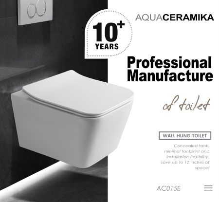 Безободковый подвесной унитаз AQUACERAMIKA URBAN CA015E