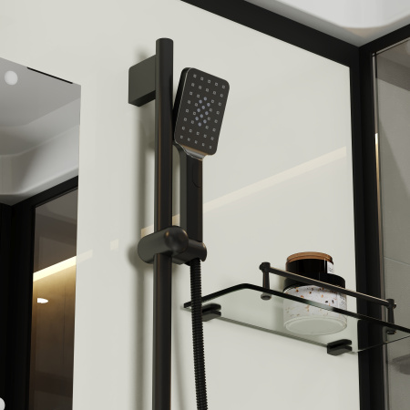 Душевая кабина Niagara Standart ST90/15Q/BL (90х90х215) квадрат,поддон 15см,распашная,проф.черный