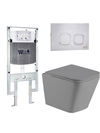 Комплект инсталляции с унитазом Weltwasser AMBERG 497 ST + GELBACH 041 MT-GR + AMBERG RD-MT CR