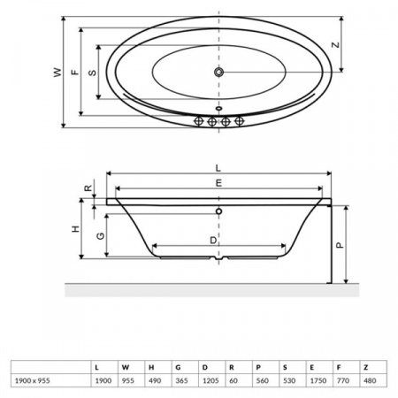 Акриловая ванна Excellent Lumina 190x96 WAEX.LUM19WH