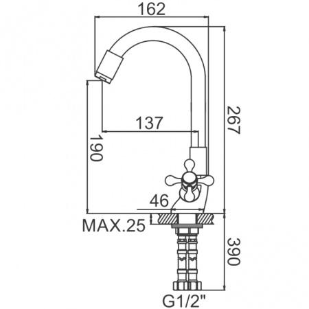 Смеситель для мойки с гибким изливом Ledeme L1319-1