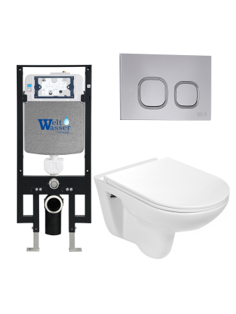 Унитаз с инсталляцией WeltWasser AMBERG 497 + BAARBACH 004 GL-WT + AMBERG RD-CR