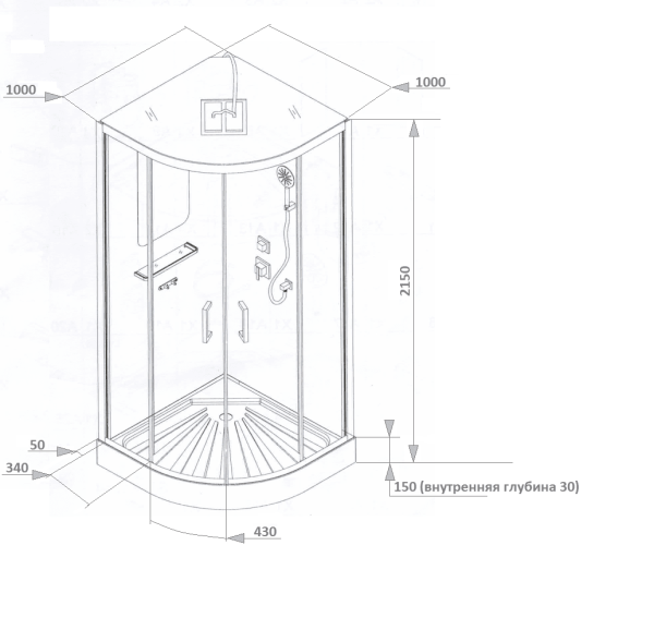 Душевая кабина Cerutti SPA VIVA101B 100x100x215