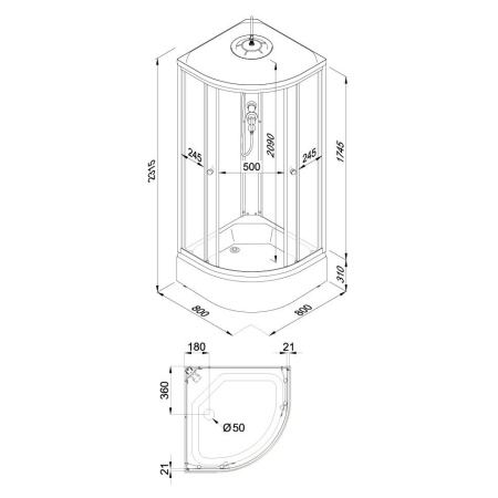 Душевая кабина Тритон Щ0000064623  Вельвет 80*80 В