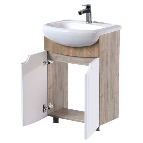 Тумба д/ванной MIXLINE "КРОКУС-60" белый-дуб кантри под ум. Арго-60 (549695)