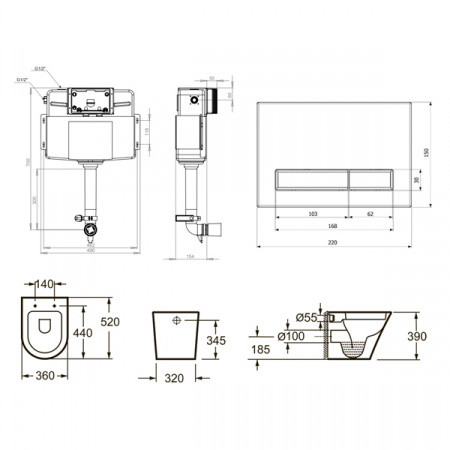 Комплект инсталляции и унитаза 5 в 1 Lavinia Boho Relfix Biore 87551040
