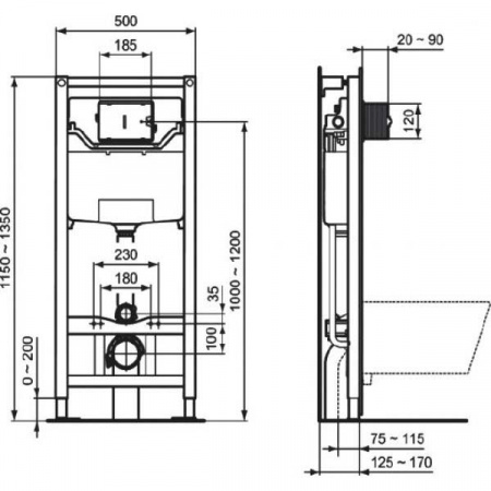 Комплект инсталляции и унитаза Ideal Standard Tesi AquaBlade S0079R0123AC