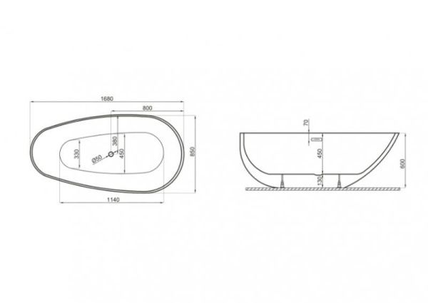 Ванна акриловая Polimat SHILA 170x85 отдельностоящая, розовый