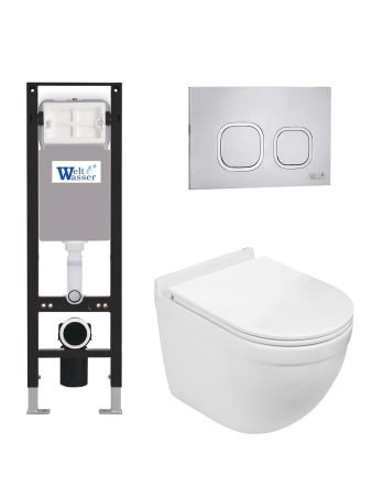 Комплект инсталляции с унитазом Weltwasser AMBERG 350 + HEIMBACH 043 GL-WT + AMBERG RD-MT CR