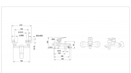Смеситель для ванны Bravat Rhein F6429564BW-01-ENG, черный