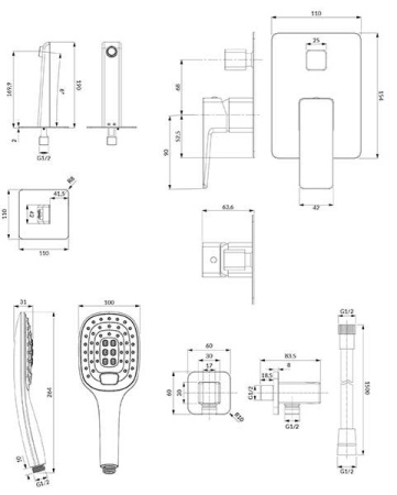 Душевая система OMNIRES Parma SYSPMW01CRB