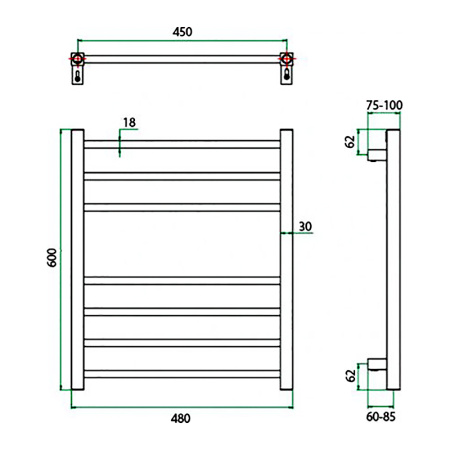 Полотенцесушитель ГРОТА ECOCLASSIK 48/60(-)