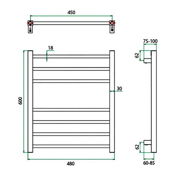 Полотенцесушитель ГРОТА ECOCLASSIK 48/60(-)