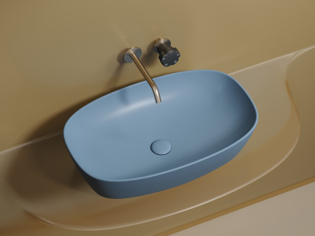 Умывальник чаша накладная овальная Ceramicanova Element 600*380*138мм, Голубой матовый, CN6049ML
