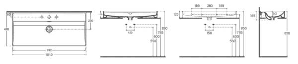 Раковина накладная ISVEA Vea 101см цвет белый 10VAS5101I
